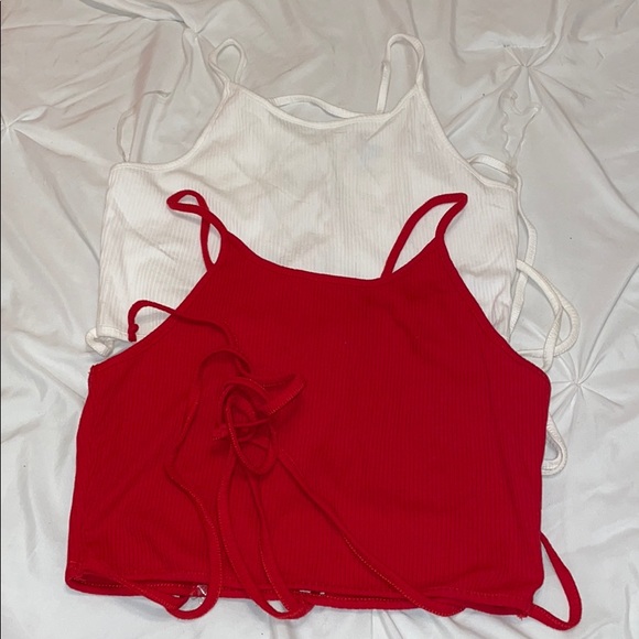 Papaya Tie Crop Top Set - Picture 2 of 3